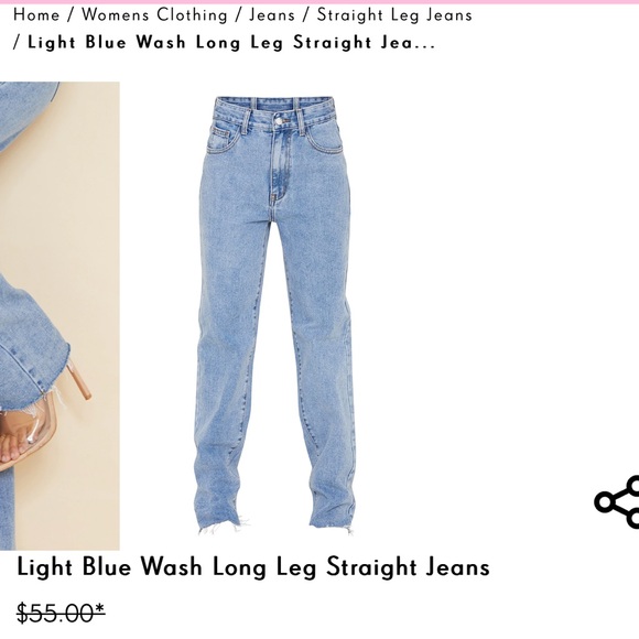 PLT Light Blue Wash Long Leg Straight Jeans (never worn) - Picture 2 of 5